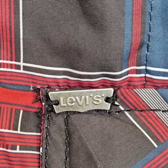 LEVIS Reversible Snap Vest Small 20x27 Blue Plaid Baggy - Picture 10 of 16